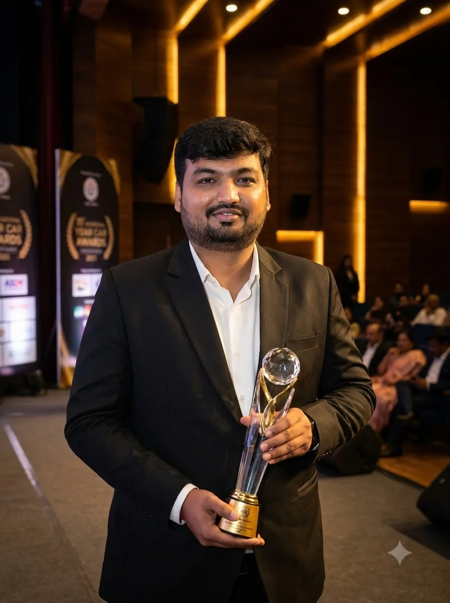 Ankit Rajput receiving a professional award