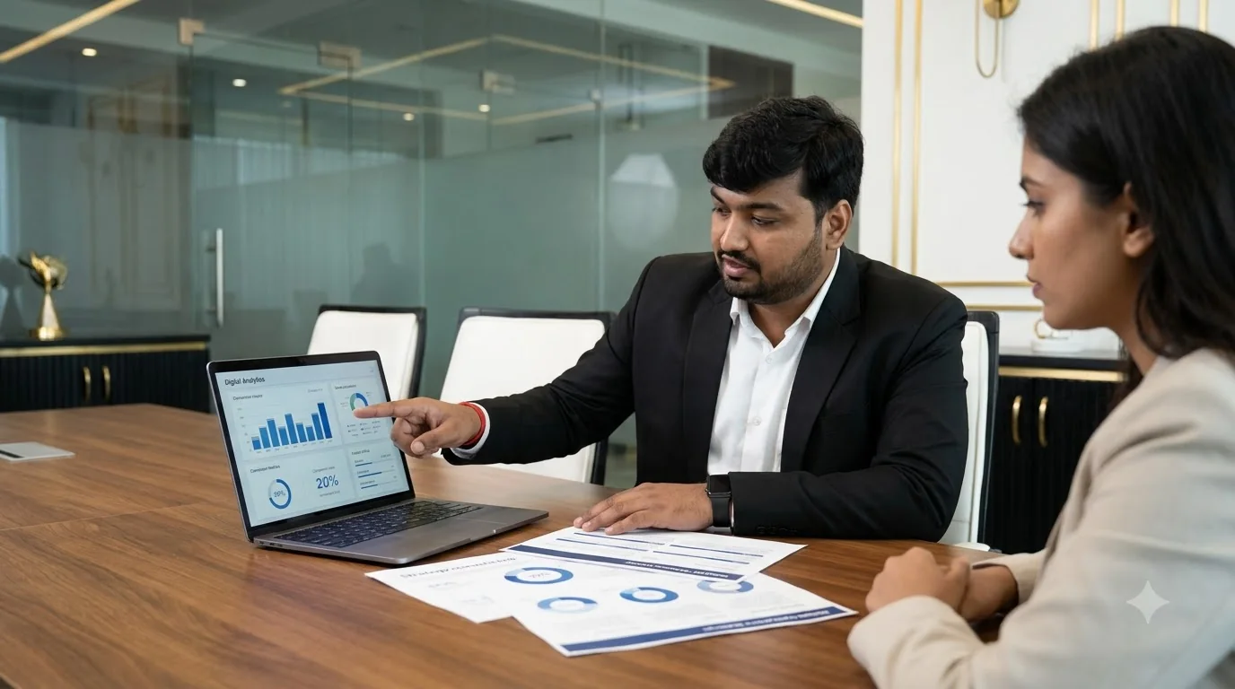 Ankit Rajput consulting a business owner on digital marketing strategy